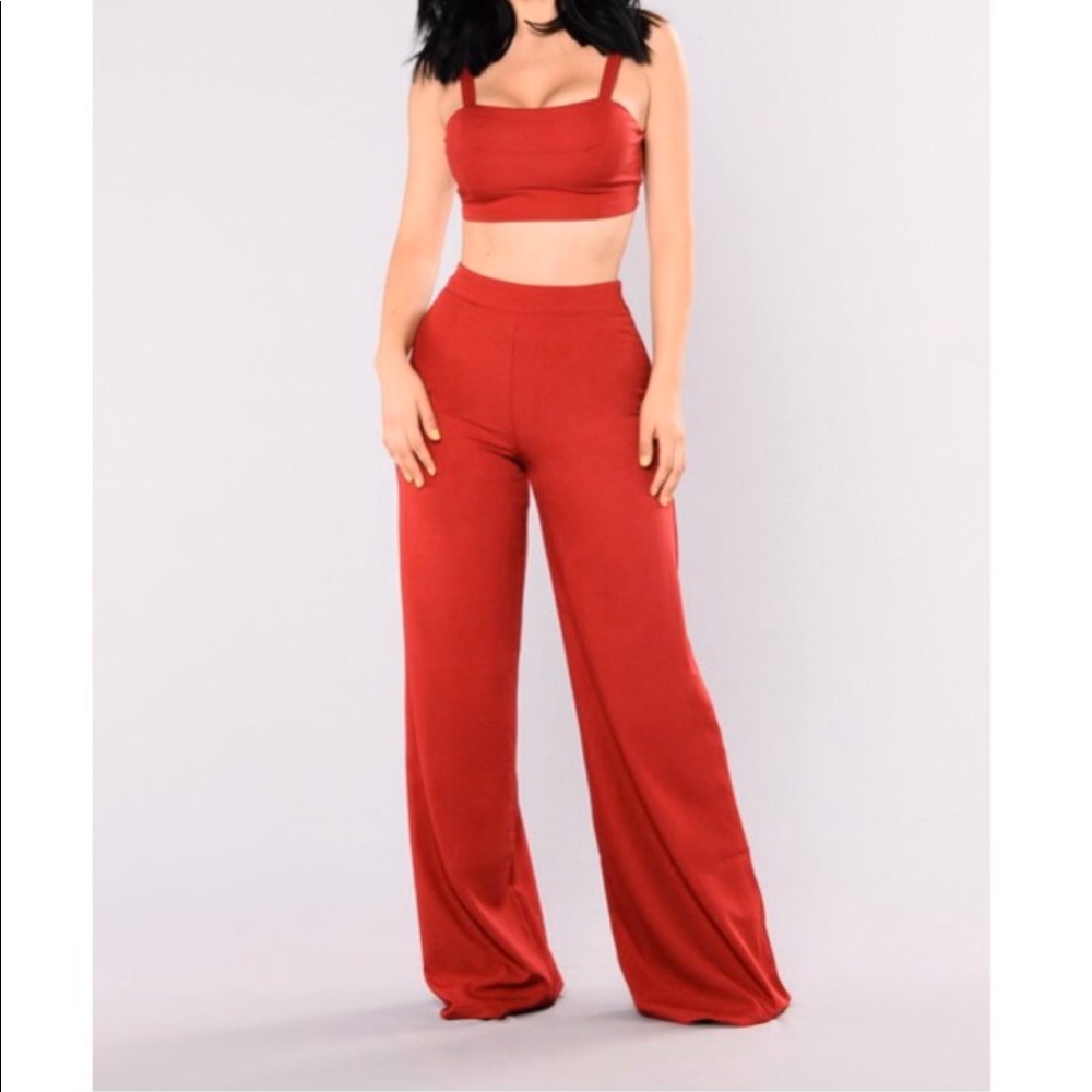 Burgundy two piece with top and pants